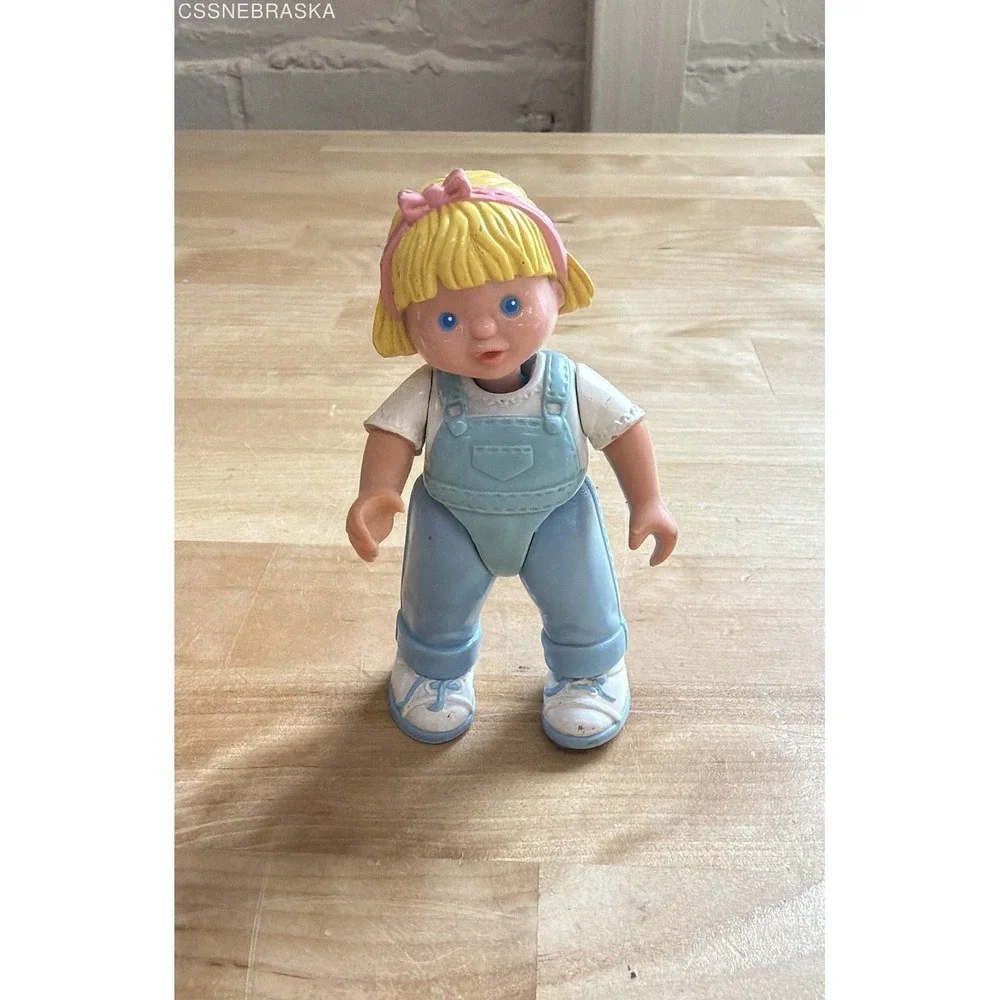 Fisher Price Loving Family Dream Dollhouse Blonde Girl /Blue Bib Overalls 1993